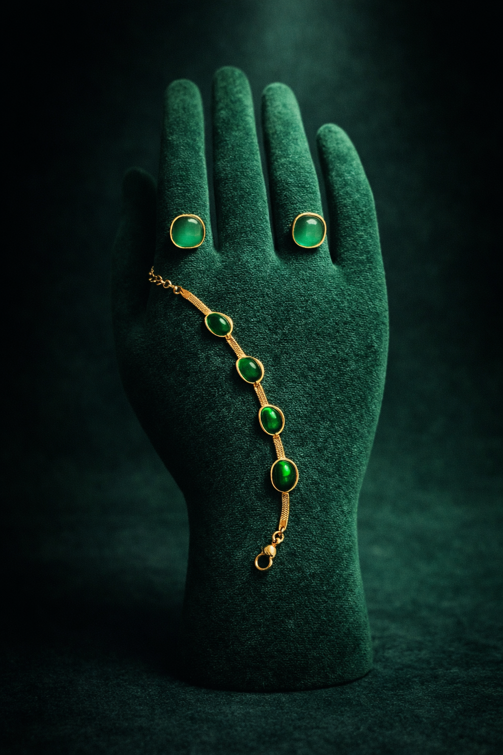 Irish Emerald bracelet with Emerald earrings